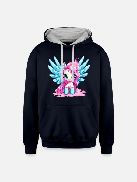 Pegasus - Unisex Contrast Hoodie - navy/heather gray