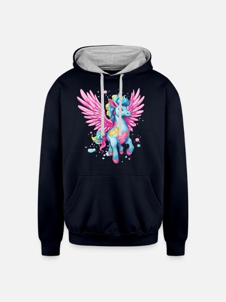 Pegasus - Unisex Contrast Hoodie - navy/heather gray