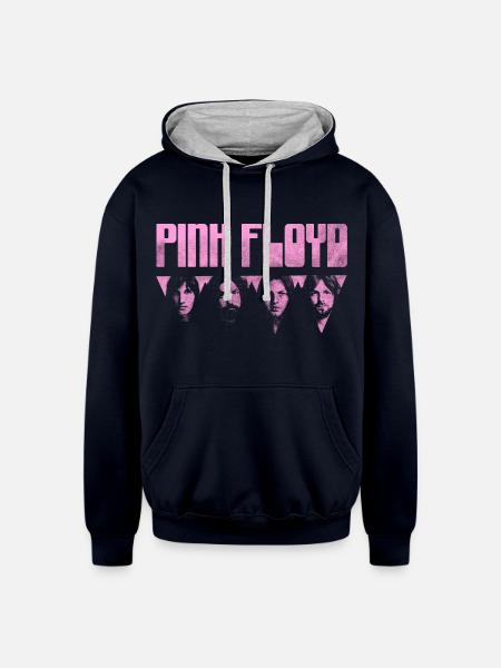 Pink Floyd Logo Pink - Unisex Contrast Hoodie - navy/heather gray