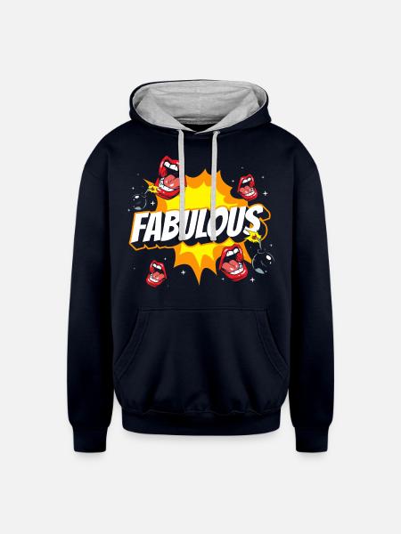 Comic Style Design Pow! - Unisex Contrast Hoodie - navy/heather gray