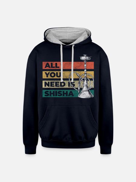 Water pipe smoking - Unisex Contrast Hoodie - navy/heather gray