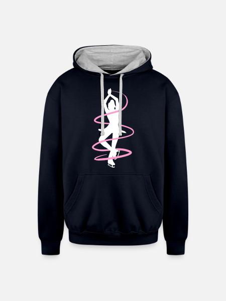 Pirouette Figure Skating - Unisex Contrast Hoodie - navy/heather gray