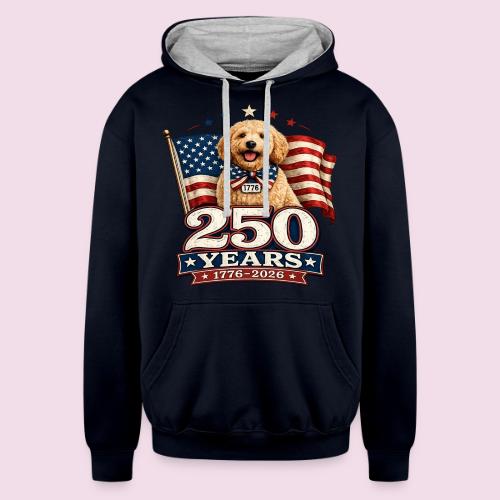 America 250 Dog Mom Goldendoodle - Unisex Contrast Hoodie