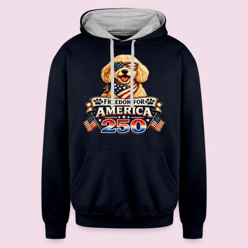 Freedom For America 250 Patriotic Goldendoodle - Unisex Contrast Hoodie