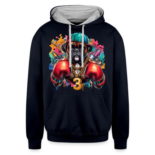 Boxer Dog Art - Unisex Contrast Hoodie
