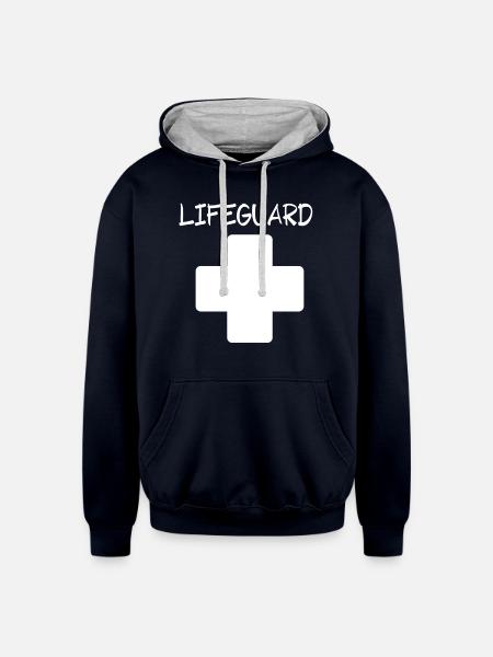 LIFEGUARD - Unisex Contrast Hoodie - navy/heather gray