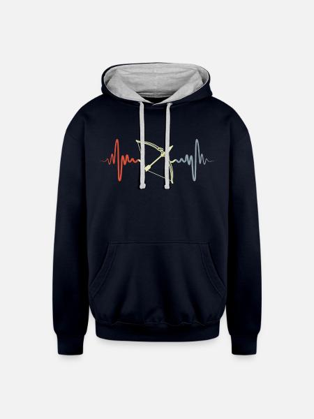 Bow Heartbeat - Unisex Contrast Hoodie - navy/heather gray