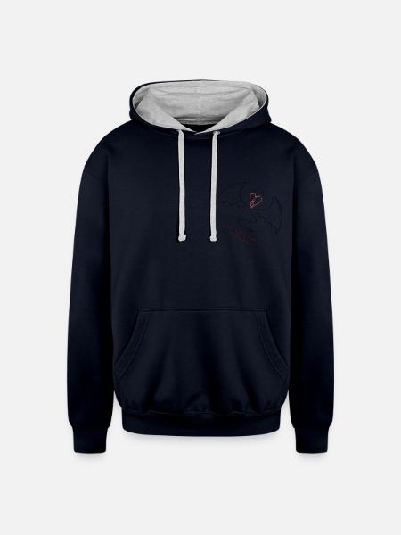 Broken Heart - Unisex Contrast Hoodie - navy/heather gray