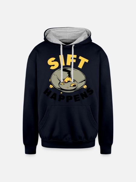 Panning for gold - Unisex Contrast Hoodie - navy/heather gray