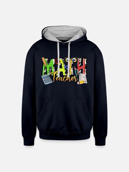 Math Teacher - Unisex Contrast Hoodie - navy/heather gray
