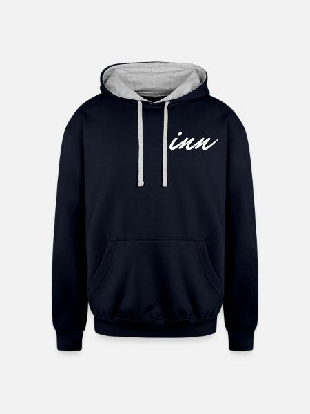 T-shirts Design LOGO"inn" - Unisex Contrast Hoodie - navy/heather gray