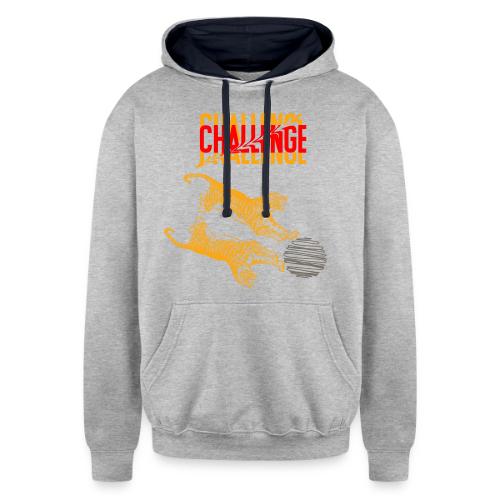 Double tiger fashion, jungle feline animals. - Unisex Contrast Hoodie