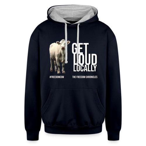 Get Loud Locally - Freedom Cow - Unisex Contrast Hoodie