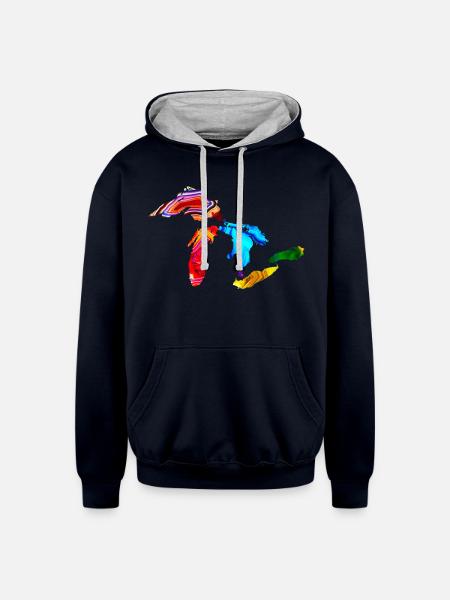 Great Lake Agates - Unisex Contrast Hoodie - navy/heather gray
