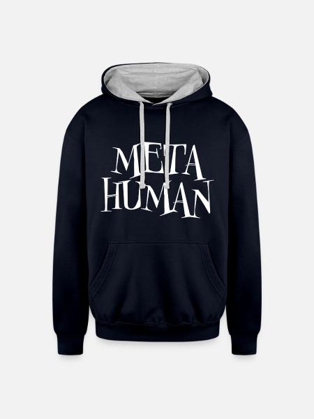 Meta Human - Unisex Contrast Hoodie - navy/heather gray