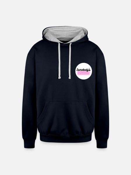 Somebody's Braider - Unisex Contrast Hoodie - navy/heather gray