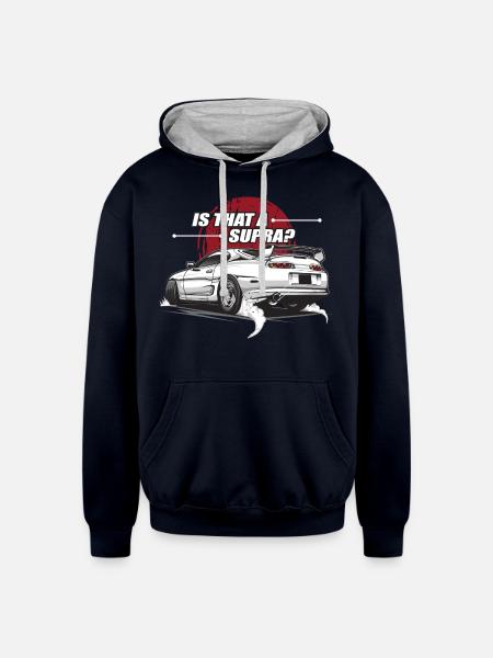 Toyota Supra 2jz - Unisex Contrast Hoodie - navy/heather gray