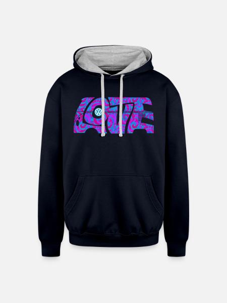 Volkswagen VW T1 Camper Love With VW logo - Unisex Contrast Hoodie - navy/heather gray