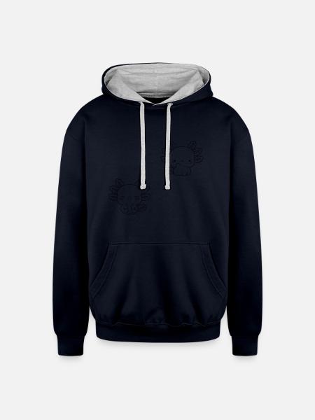 salamander - Unisex Contrast Hoodie - navy/heather gray