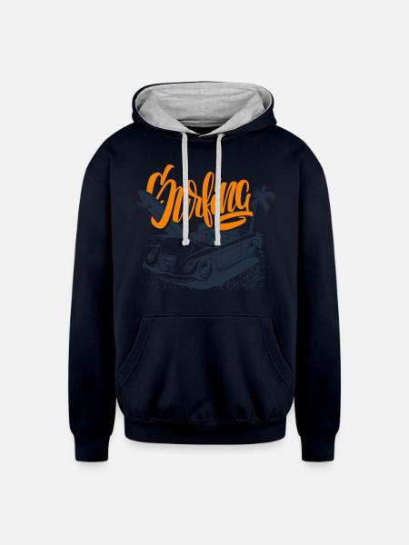 Surfing collection - Unisex Contrast Hoodie - navy/heather gray
