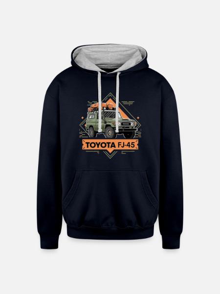 Toyota jeep FJ45 - Unisex Contrast Hoodie - navy/heather gray