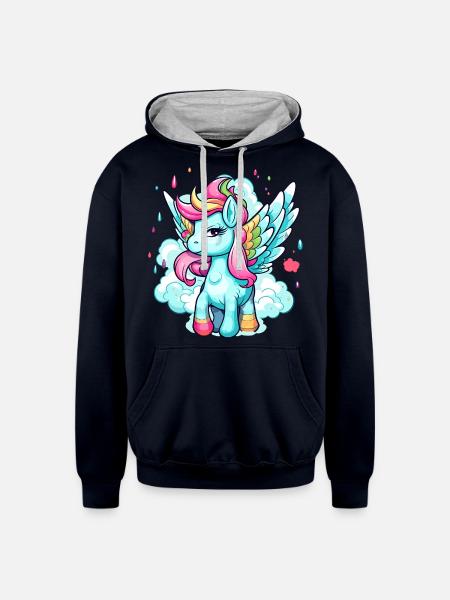 Pegasus - Unisex Contrast Hoodie - navy/heather gray