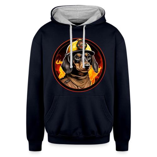Firefighter Dachshund - Unisex Contrast Hoodie