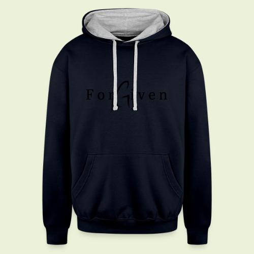 Forgiven In Black Letters - Unisex Contrast Hoodie