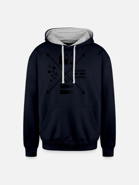 Scuba Diving - Unisex Contrast Hoodie - navy/heather gray