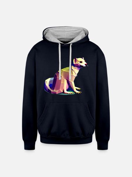 Polygon ferret - Unisex Contrast Hoodie - navy/heather gray