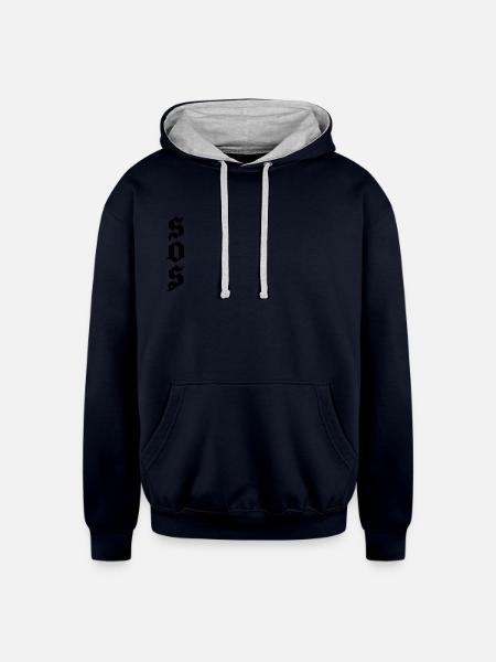 SOS - Unisex Contrast Hoodie - navy/heather gray