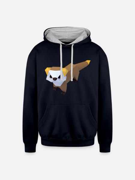 Polygon ferret - Unisex Contrast Hoodie - navy/heather gray