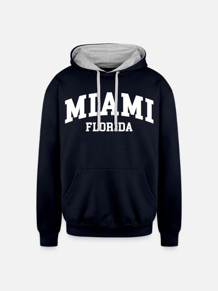 Miami - Unisex Contrast Hoodie - navy/heather gray