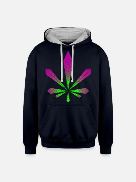 RADIATING LEAF - Unisex Contrast Hoodie - navy/heather gray