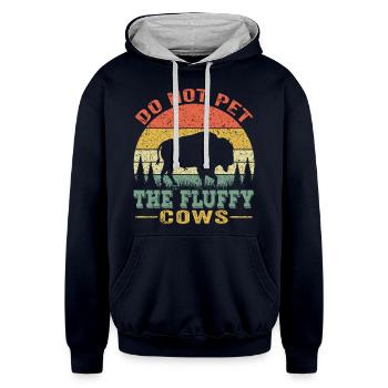 don t pet the fluffy cows - Unisex Contrast Hoodie - navy/heather gray - Front