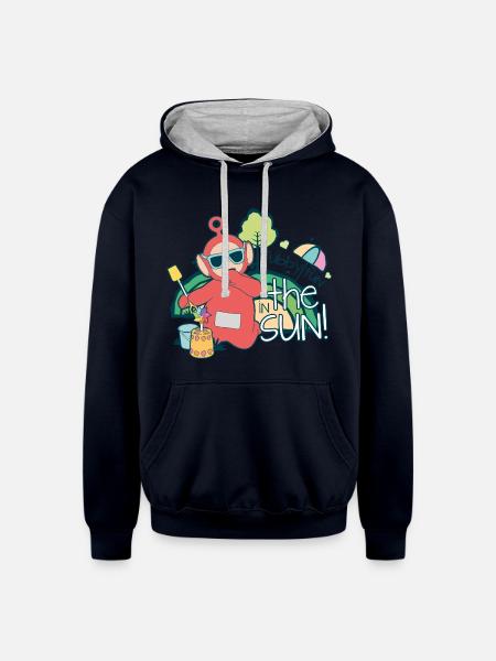 Teletubbies Fun In The Sun With Po - Unisex Contrast Hoodie - navy/heather gray