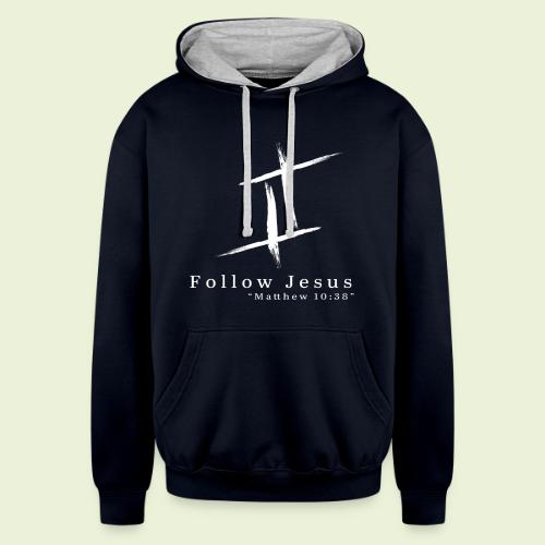 Follow Jesus (White Letters) - Unisex Contrast Hoodie