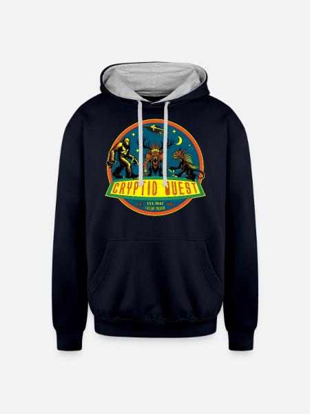 Cryptid Quest - Unisex Contrast Hoodie - navy/heather gray