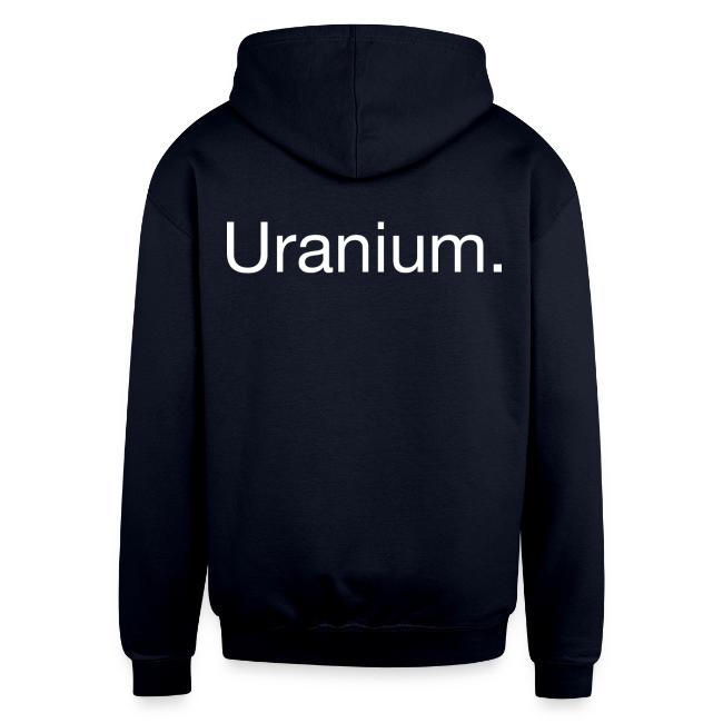 Uranium. Double-sided design. White text.