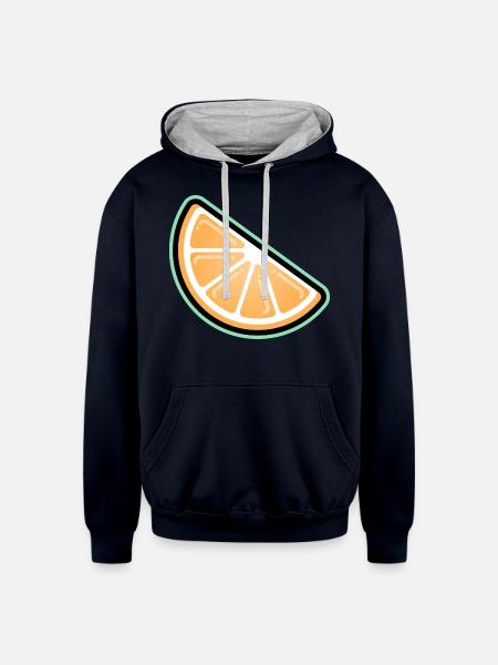 Orange Slice - Unisex Contrast Hoodie - navy/heather gray