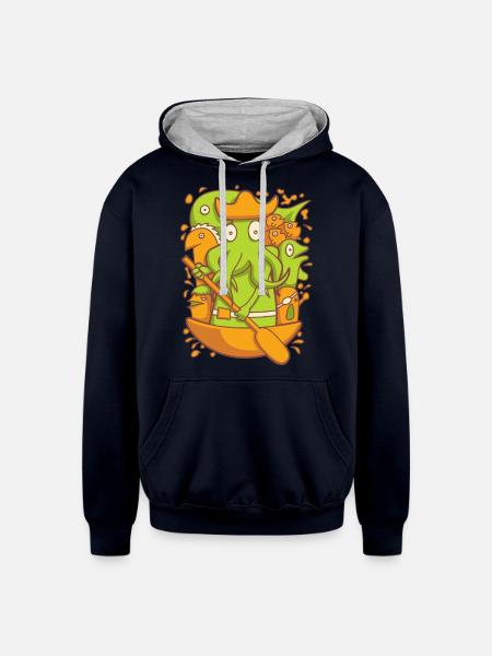 Paddle Away - Unisex Contrast Hoodie - navy/heather gray