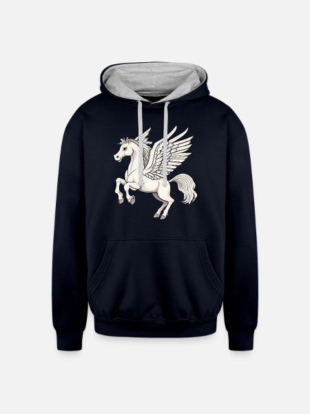 Pegasus - Unisex Contrast Hoodie - navy/heather gray
