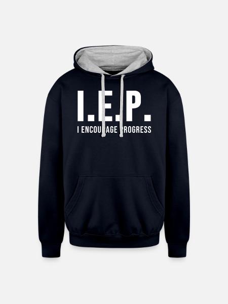 IEP I Encourage Progess - Unisex Contrast Hoodie - navy/heather gray