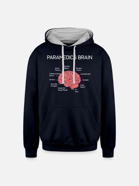 Paramedics Brain - Unisex Contrast Hoodie - navy/heather gray