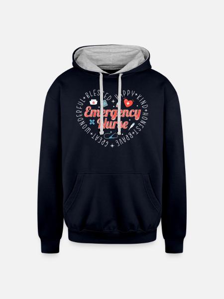 Emergency Nurse - Unisex Contrast Hoodie - navy/heather gray
