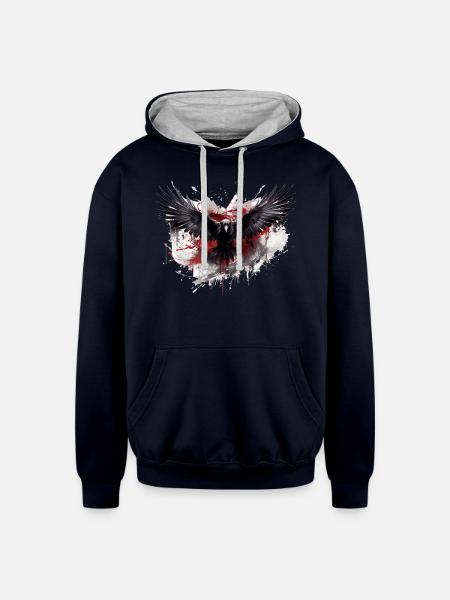 Raven - Unisex Contrast Hoodie - navy/heather gray