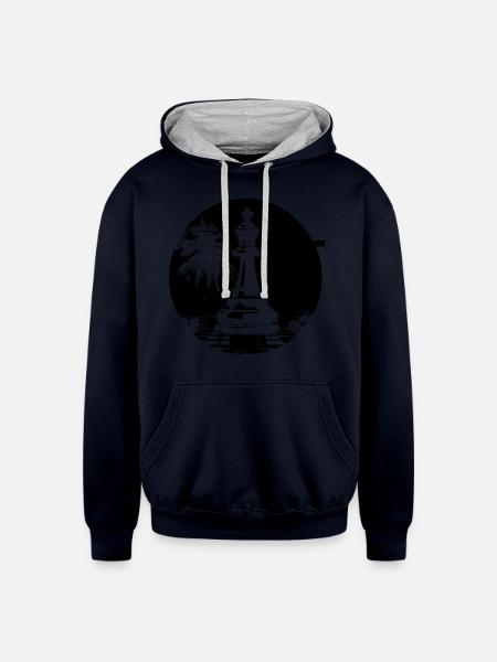 Chess Piece - Unisex Contrast Hoodie - navy/heather gray