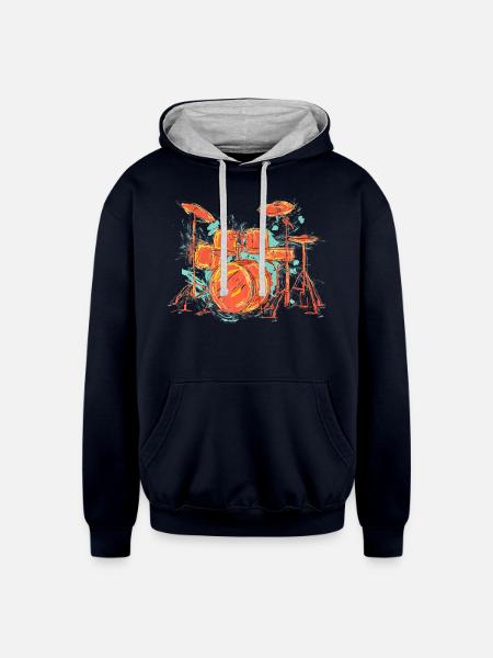 Percussion Drums - Unisex Contrast Hoodie - navy/heather gray