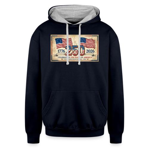 USA 250th Anniversary Flags Emblem - Unisex Contrast Hoodie