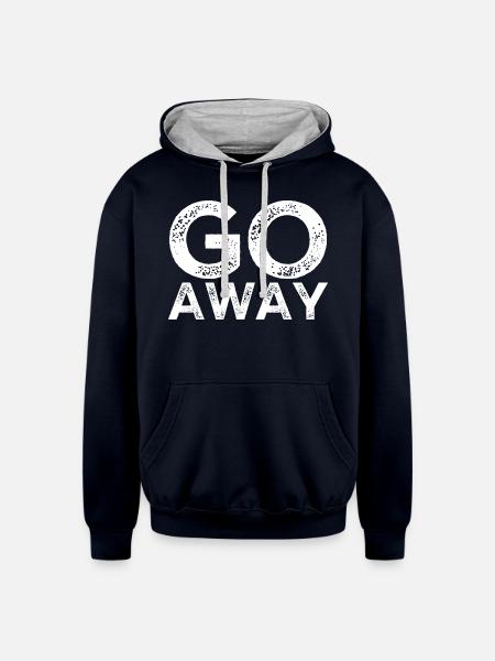 Go Away - Unisex Contrast Hoodie - navy/heather gray